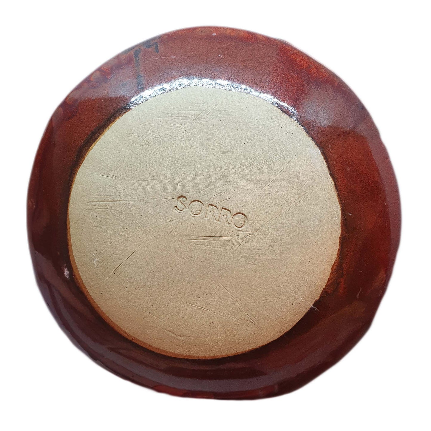 Chloé Sorro céramique - Ethicorse.fr - Assiette plate gré rouge envers