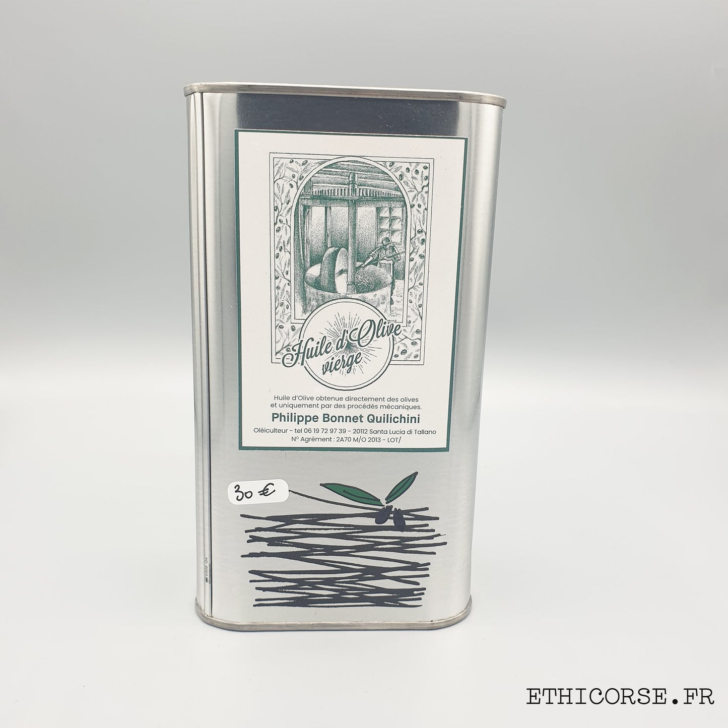 Bidon 0,5l - Huile d'olive Corse - Exploitation Philippe Bonnet Quilichini