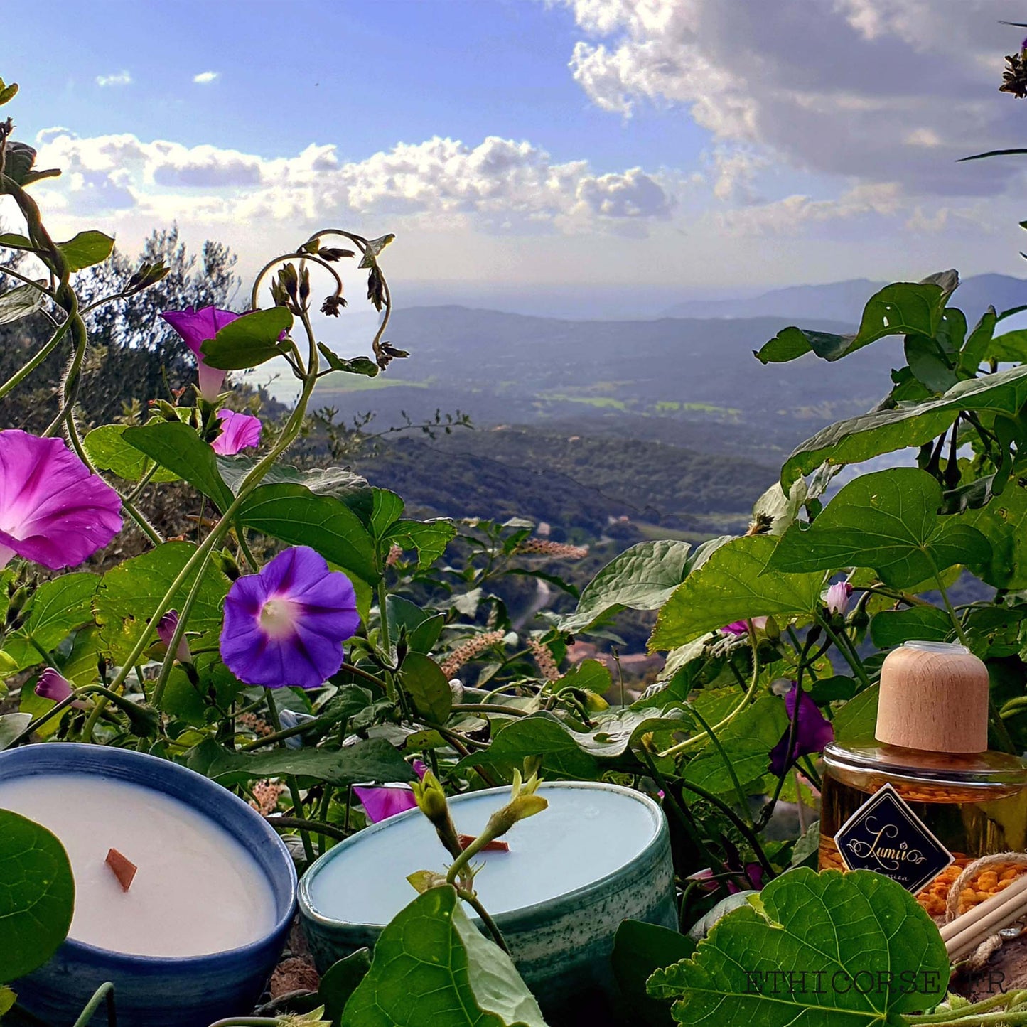 Lumii di corsica -mise en situation bougies et diffuseur- ethicorse.fr