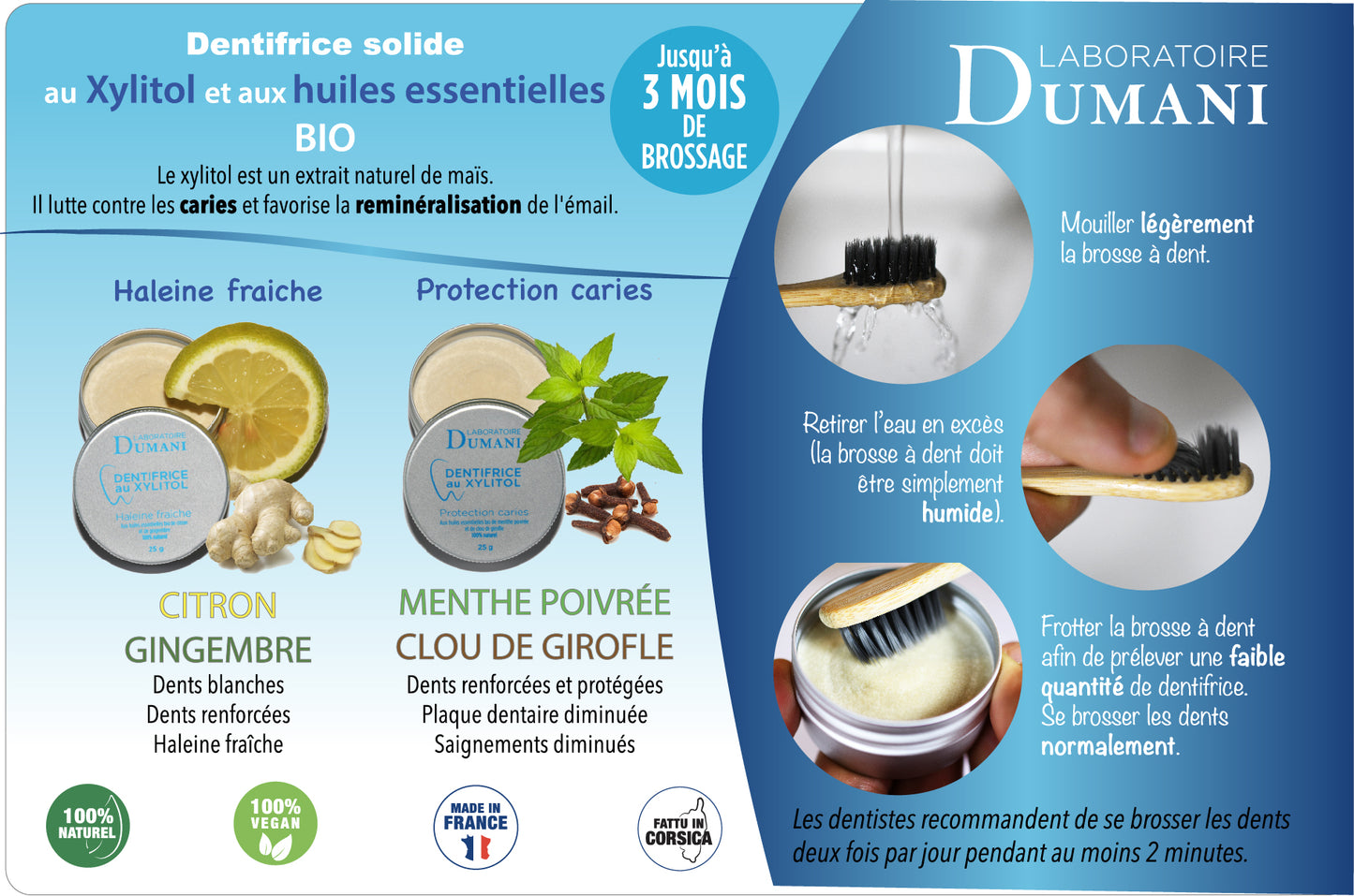 Dentifrice solide haleine fraîche, goût citron