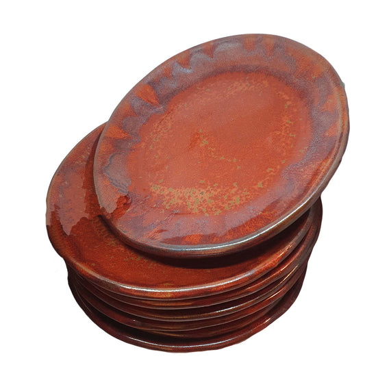 Chloé Sorro céramique - Ethicorse.fr - Assiette plate gré rouge x7