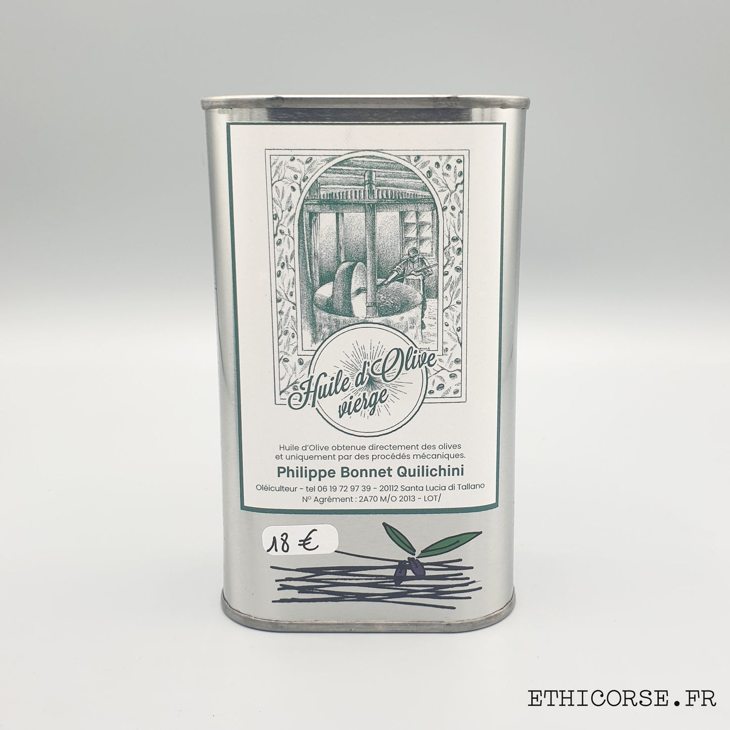 Bidon 1L - Huile d'olive Corse - Exploitation Philippe Bonnet Quilichini