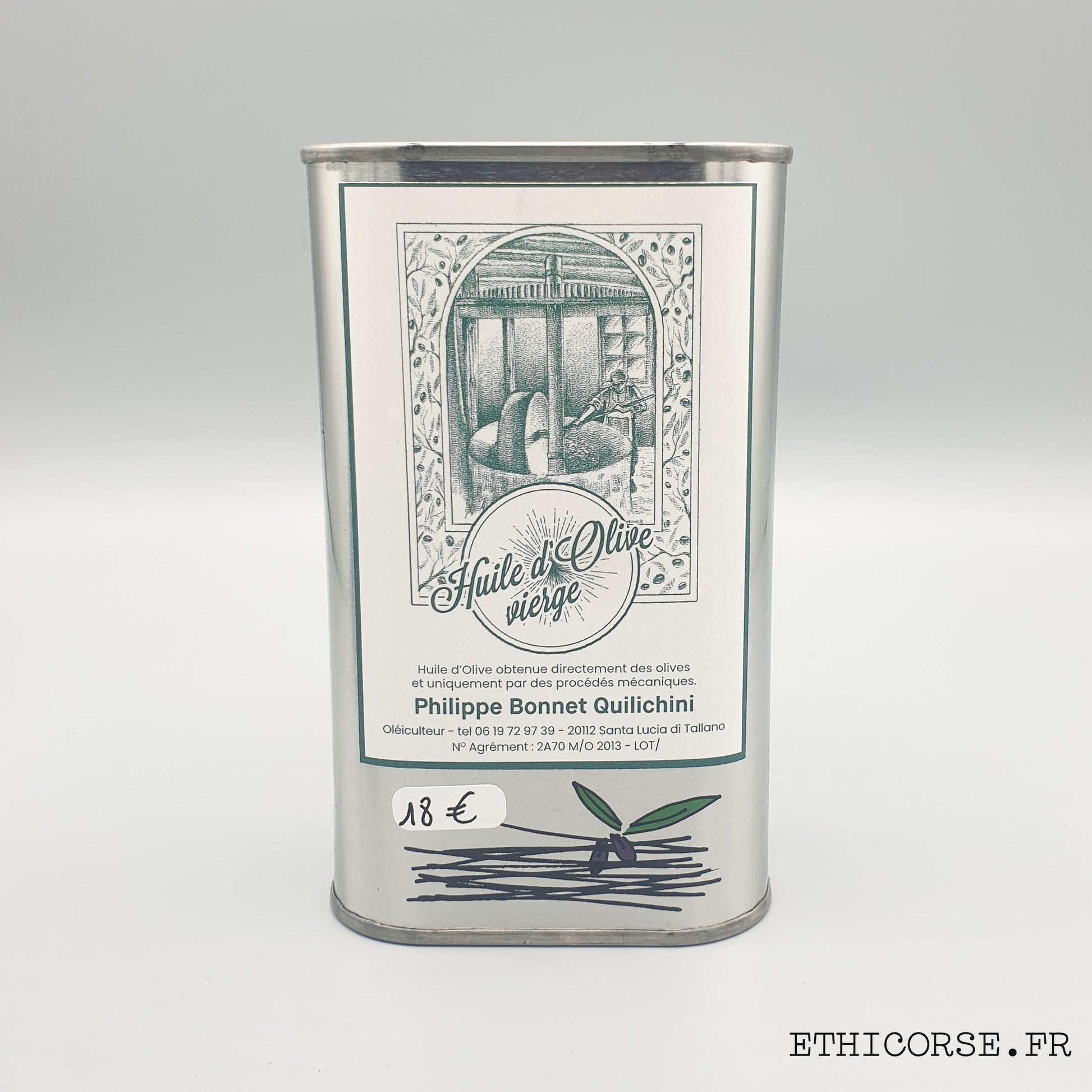 Bidon 1L - Huile d'olive Corse - Exploitation Philippe Bonnet Quilichini