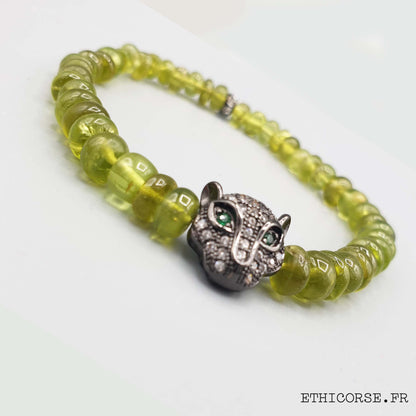 MD créations - Ethicorse.fr - Bracelet Péridot - Tête de tigre