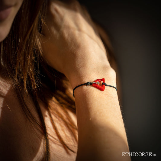 Bracelet grain d'argent et corail 02B