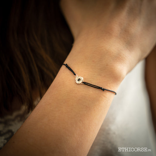 Bracelet grain d'argent et saphir 01C