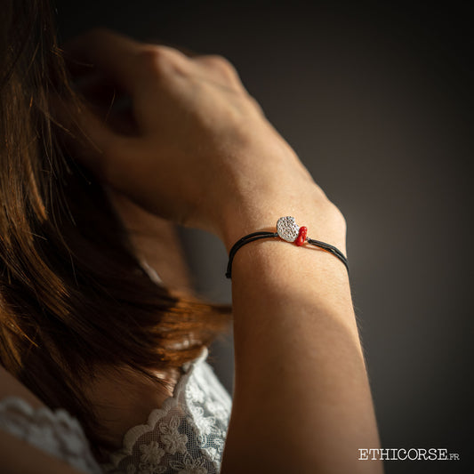 Bracelet palet d'argent et corail 01B