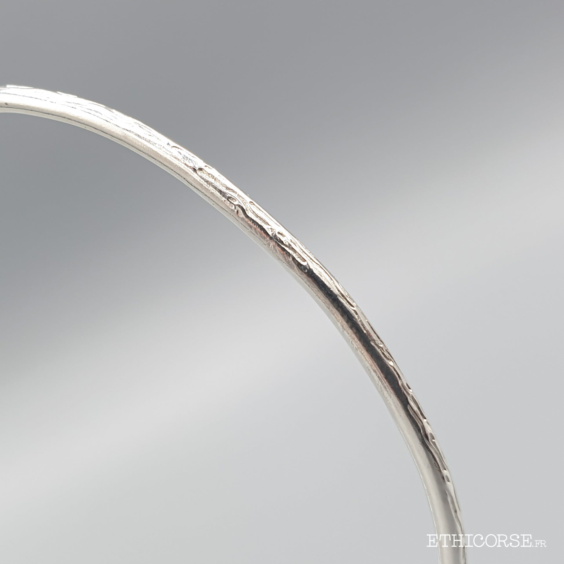 Jonc en argent gravures écorce 01B