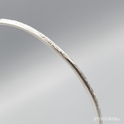 Jonc en argent gravures écorce 01B