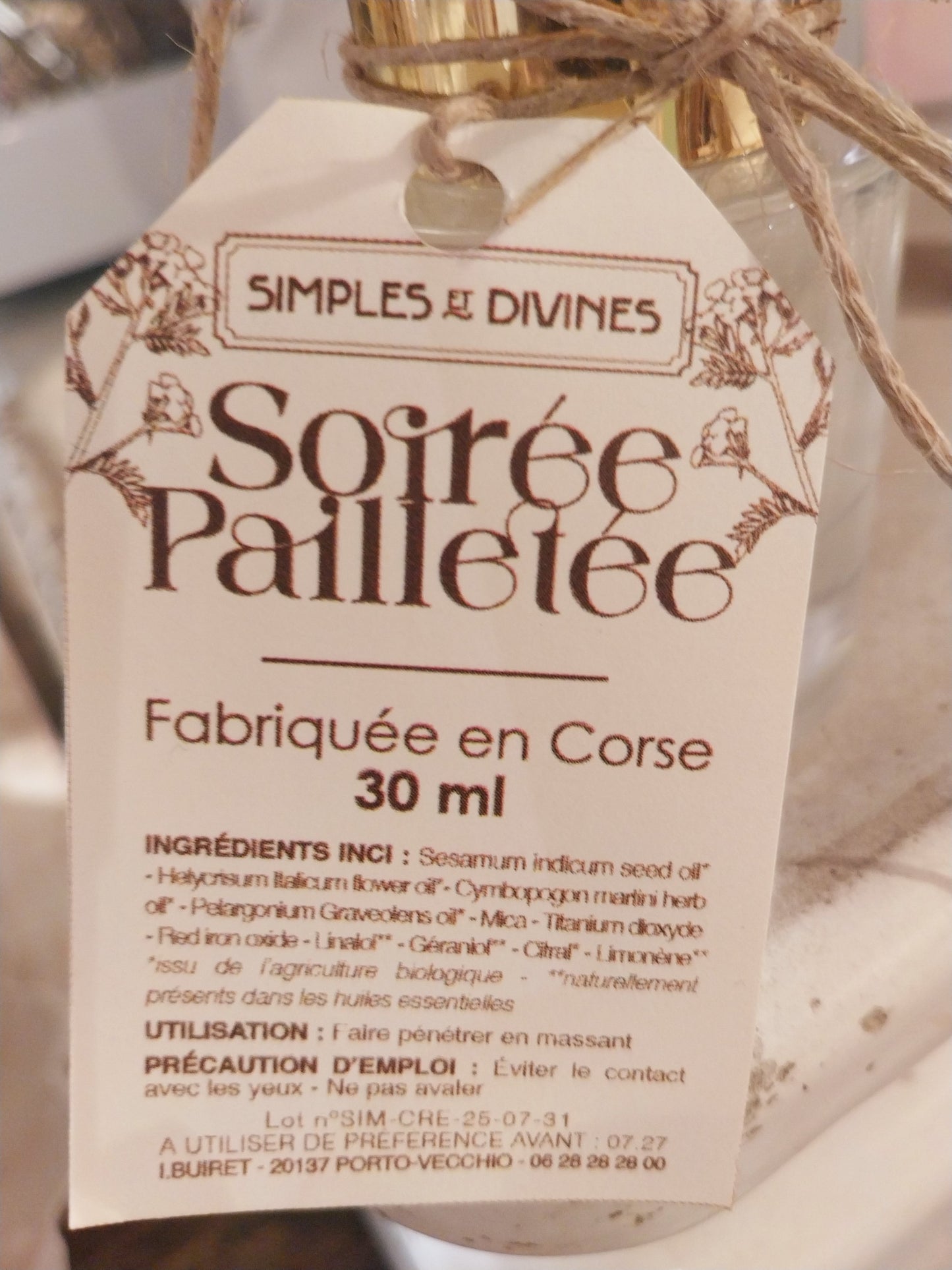 Huile Corporelle Pailletée à l’Immortelle – Soirée Pailletée